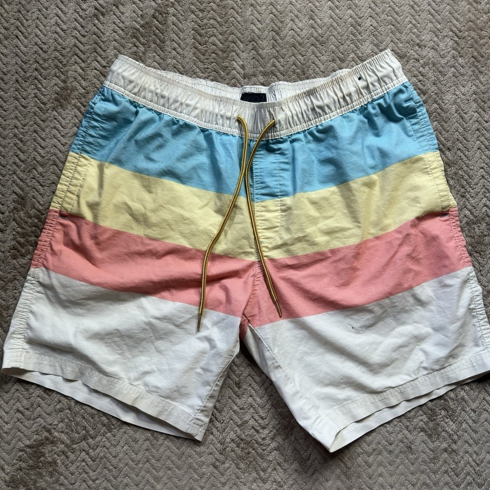 Valor Collective Men's Swim Trunks Drawstring Striped Board Shorts Size L